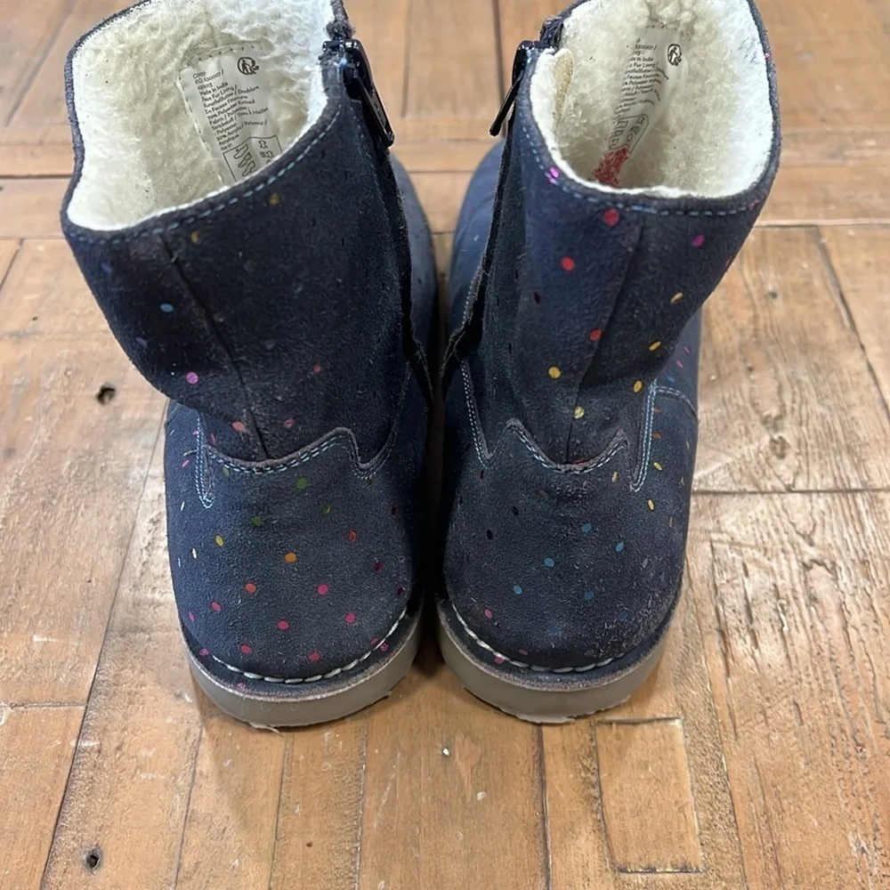 Mini Boden blue suede metallic dot Chelsea boots